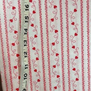 Vintage cotton Red Heart Patterned Fabric 2 pieces. One has dots. B7
